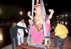 विधायक विकास उपाध्याय महादेव घाट पर भगवान श्री गणेश जी के प्रतिमाओं का स्वयं अपने हाथों से विसर्जन कर रहे हैं। लोगों ने कहा सच्ची भक्ति यही है।